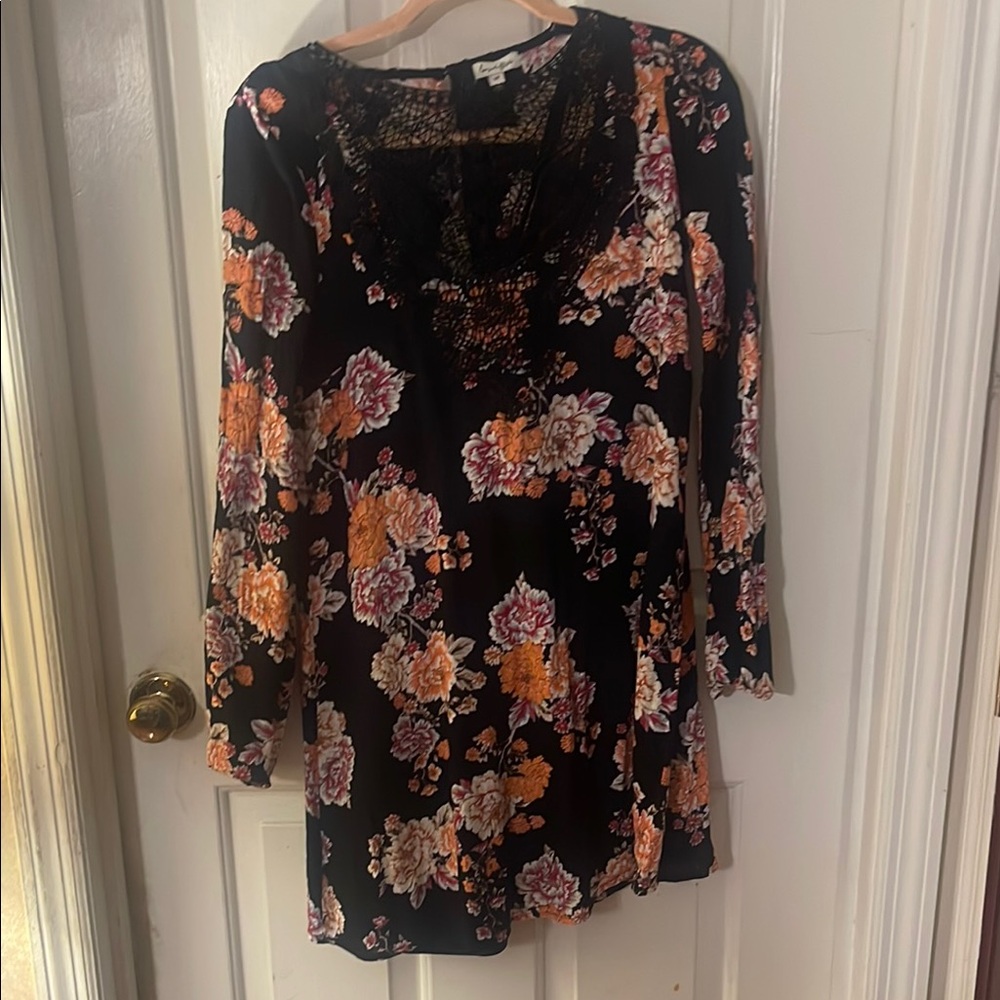 Floral Black Long Sleeve Top